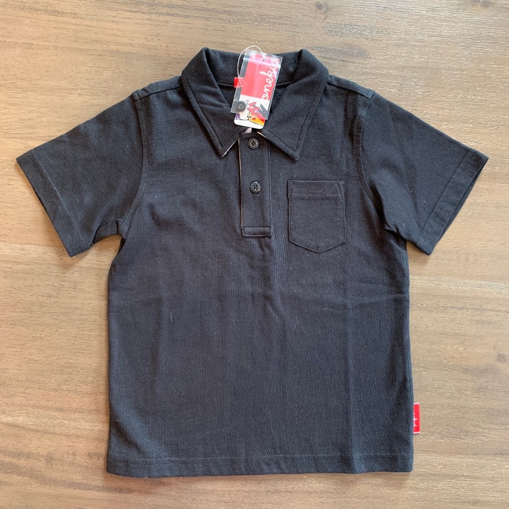 New Boys One Kid Black Short Sleeve Collared Shirt Sizes 3 5 6